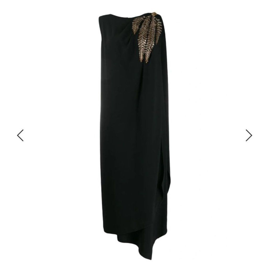 NWT. GUCCI  Equin-Leaf Aymmetric Evening Dress Sz S black - Picture 3 of 8